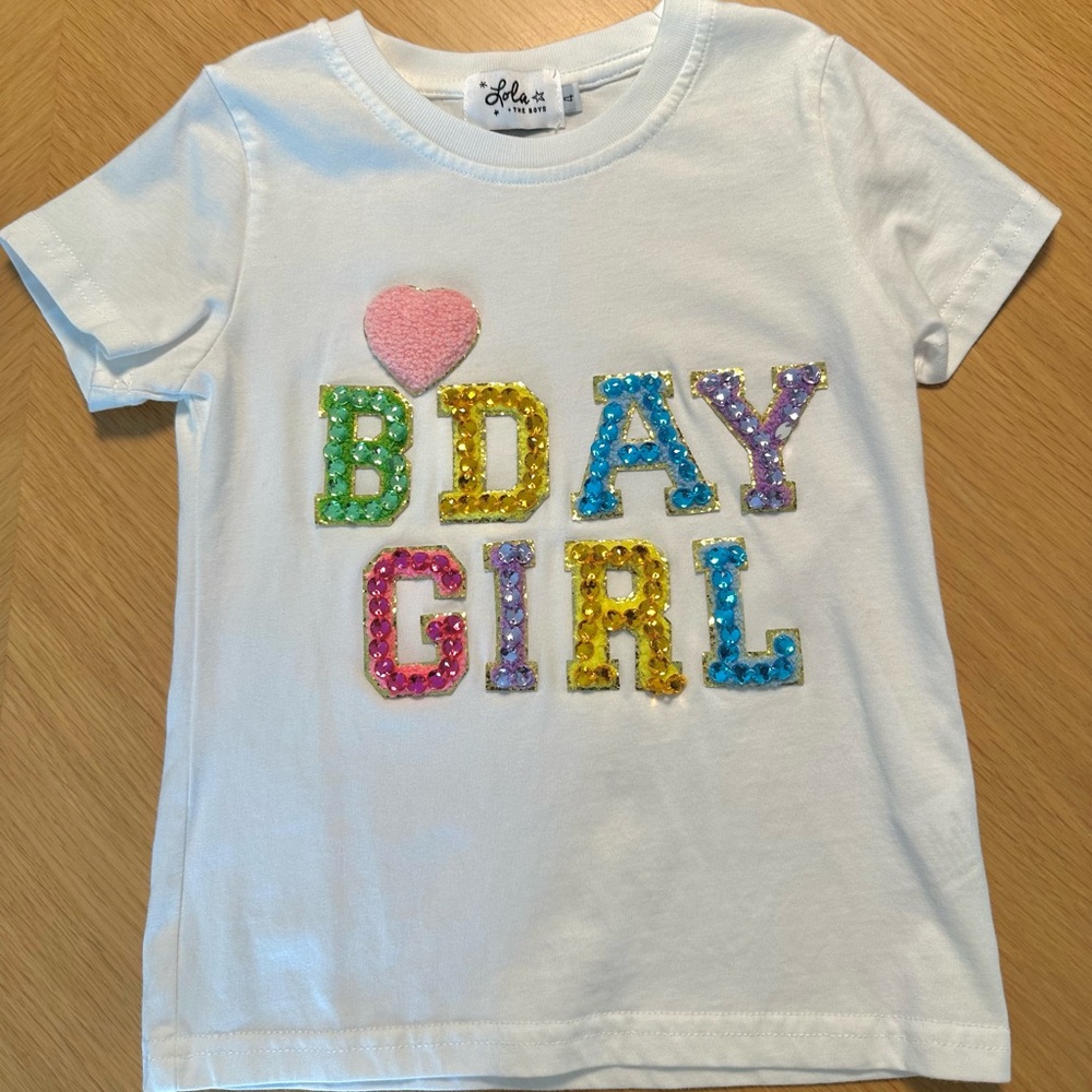 Lola + The Boys Colorful Sequin BDAY GIRL Tee